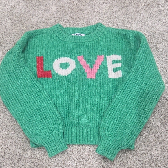 Old Navy Other - Old Navy Green Sweater with LOVE Design